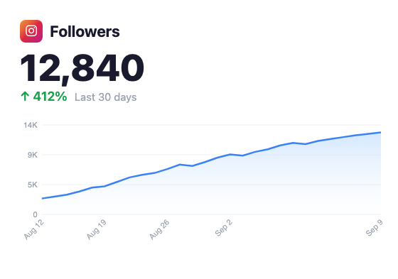 Instagram followers growth +412%